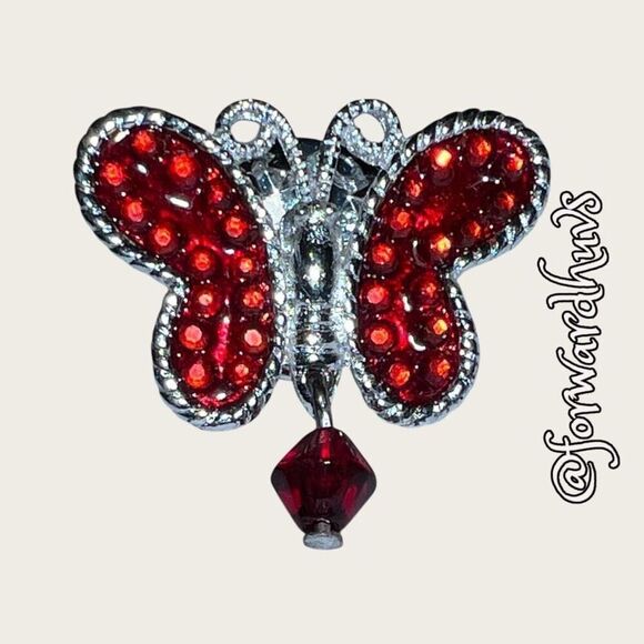 Bundle Sale 3 for $15 | Red Sparkly Butterfly Pin - Picture 1 of 9